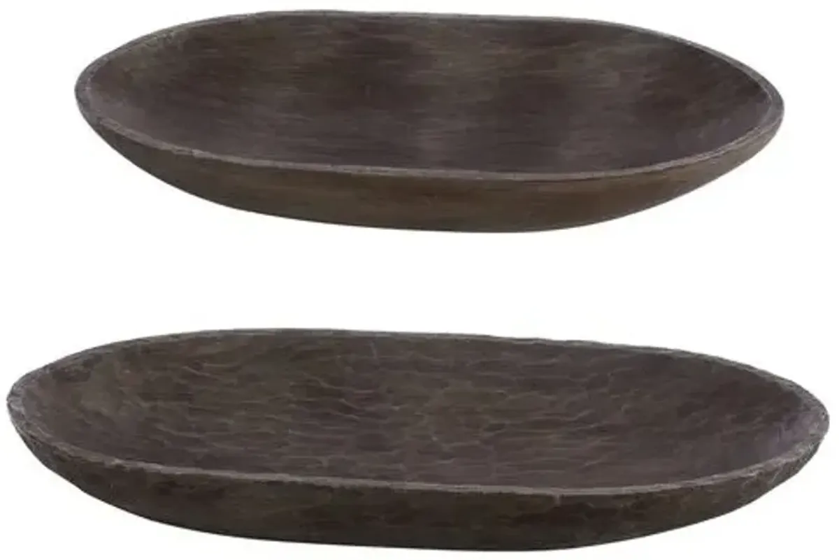 Set of 2 Sam Wood Decorative Bowl - Brown