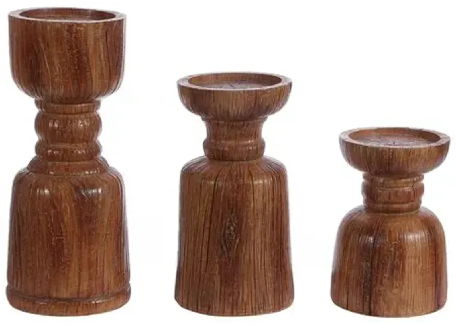 Set of 3 Nina Candleholder - Brown