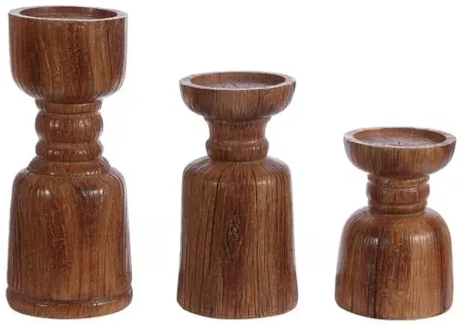 Set of 3 Nina Candleholder - Brown