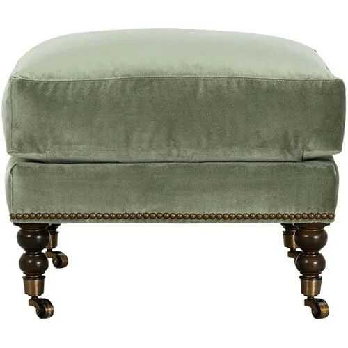 Margot Velvet Ottoman - Green