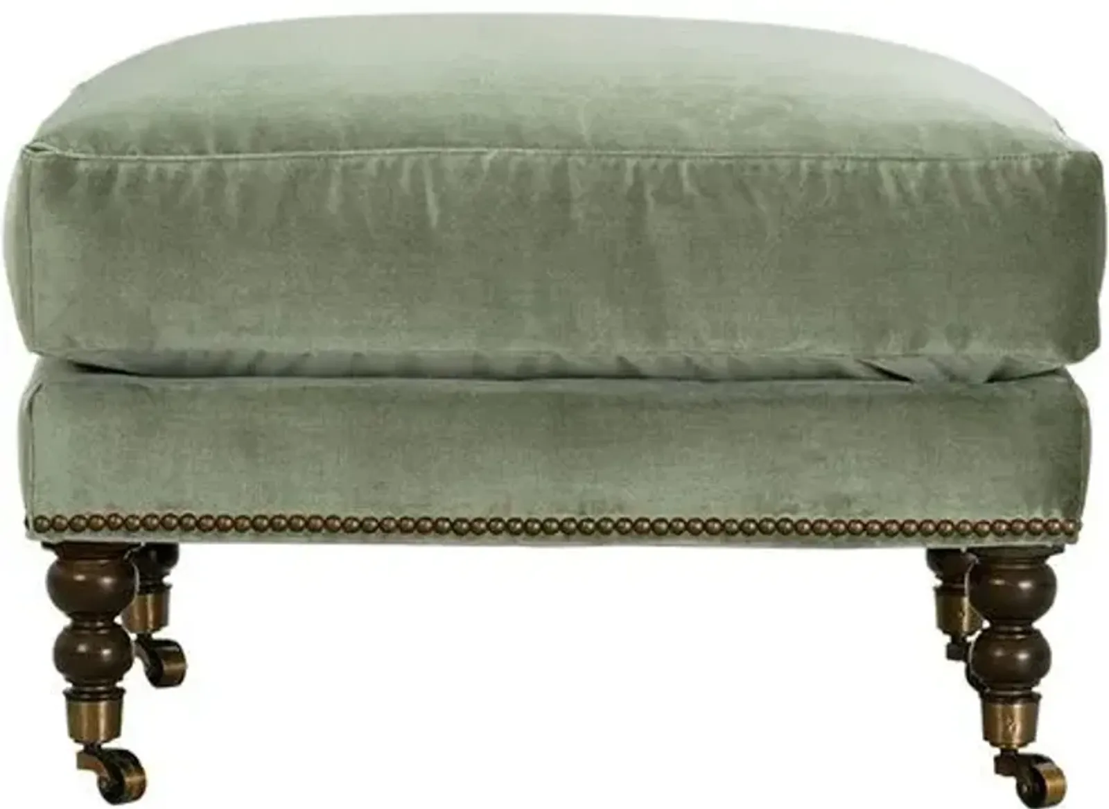 Margot Velvet Ottoman - Green