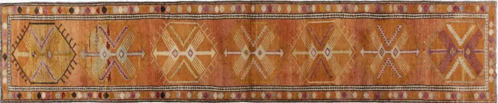 Turkish Oushak Runner 2'11"x1' - Orange