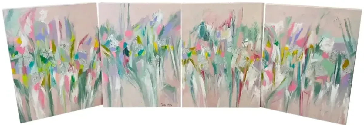 Limited Edition - Christine Alfrey Original Paintings - Set of 4 - 2-b-Modern - Pink