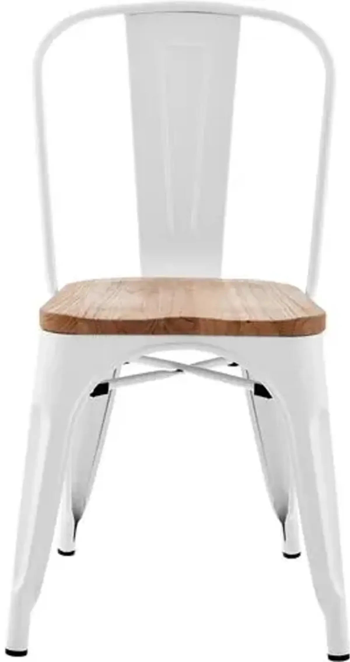 Set of 4 Kaleb Stacking Side Chairs - White/Natural - Beige