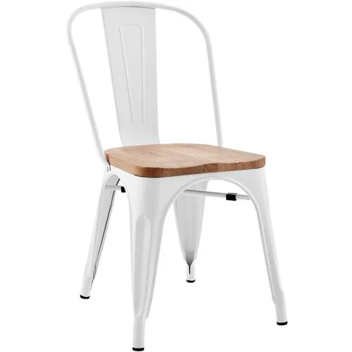 Set of 4 Kaleb Stacking Side Chairs - White/Natural - Beige