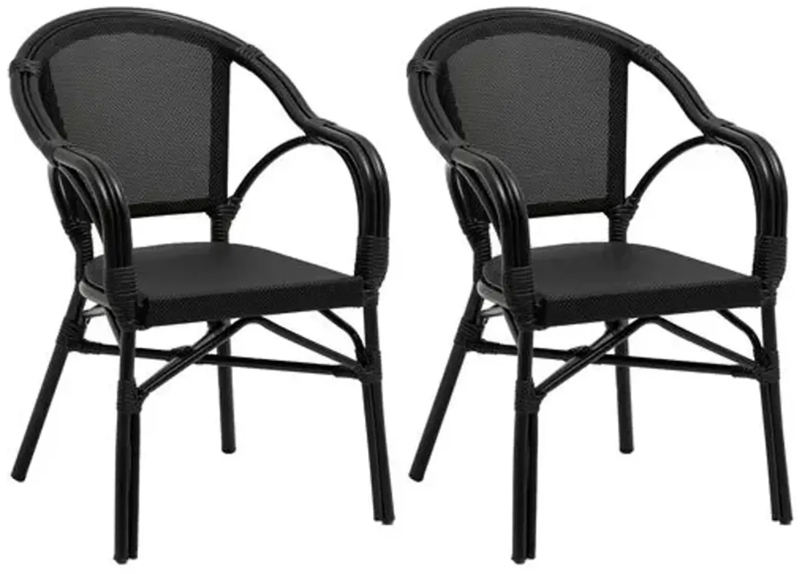 Set of 2 Porter Outdoor Bistro Armchairs - Black