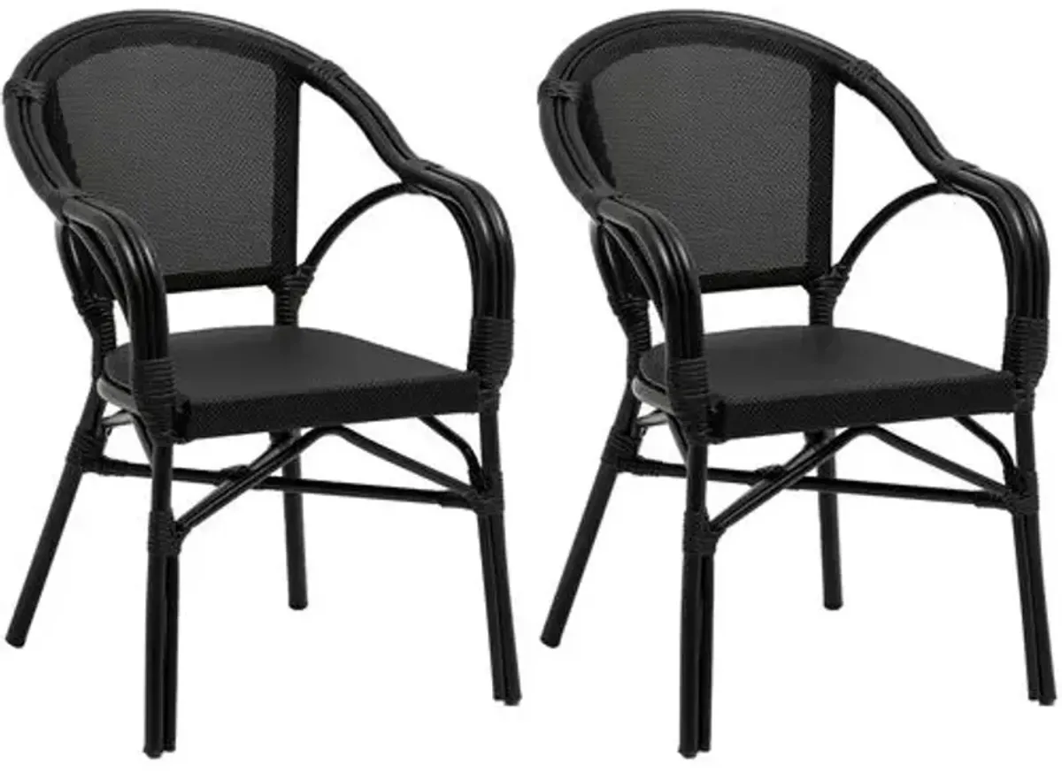 Set of 2 Porter Outdoor Bistro Armchairs - Black