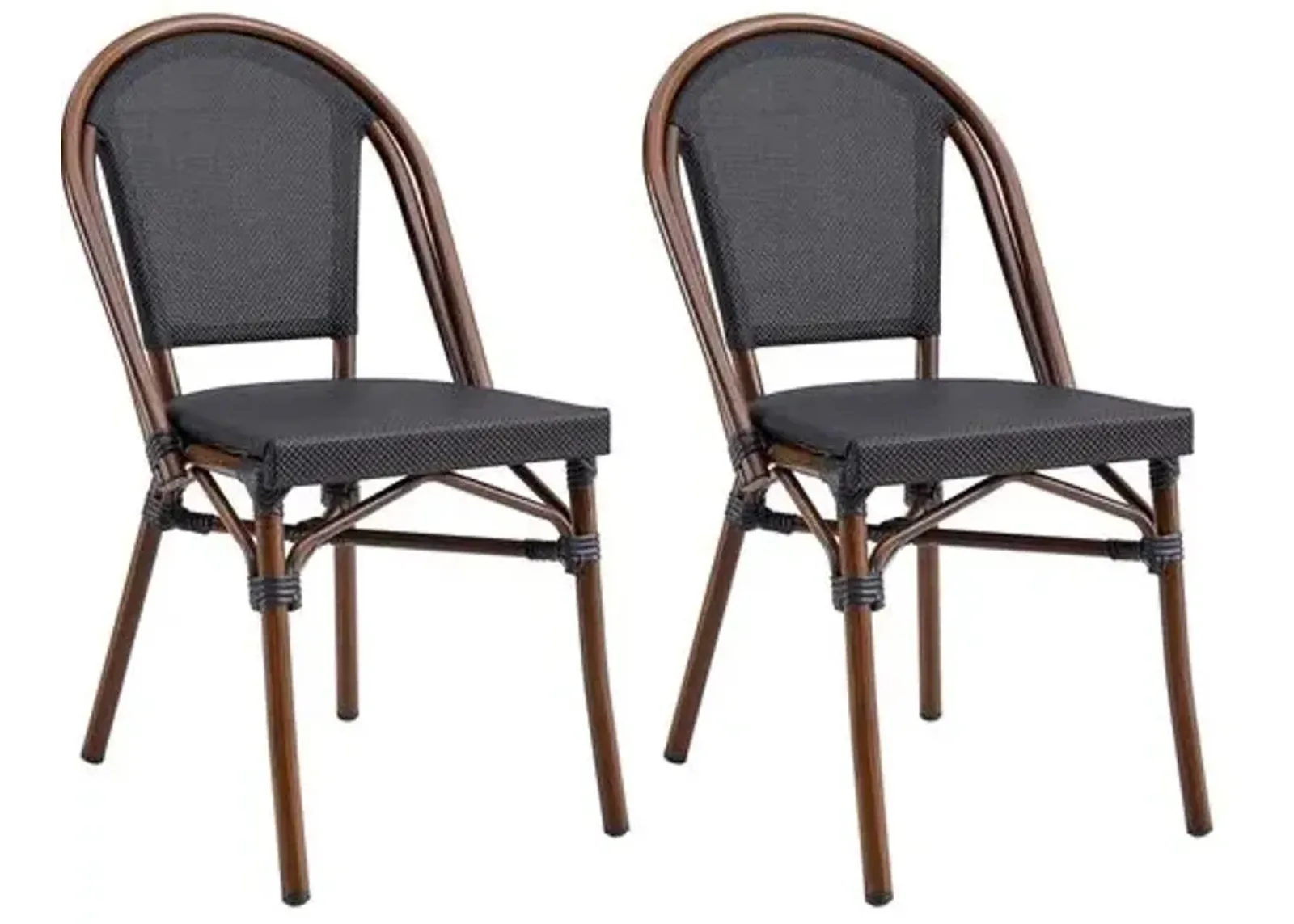 Set of 2 Joel Outdoor Stacking Side Chairs - Black