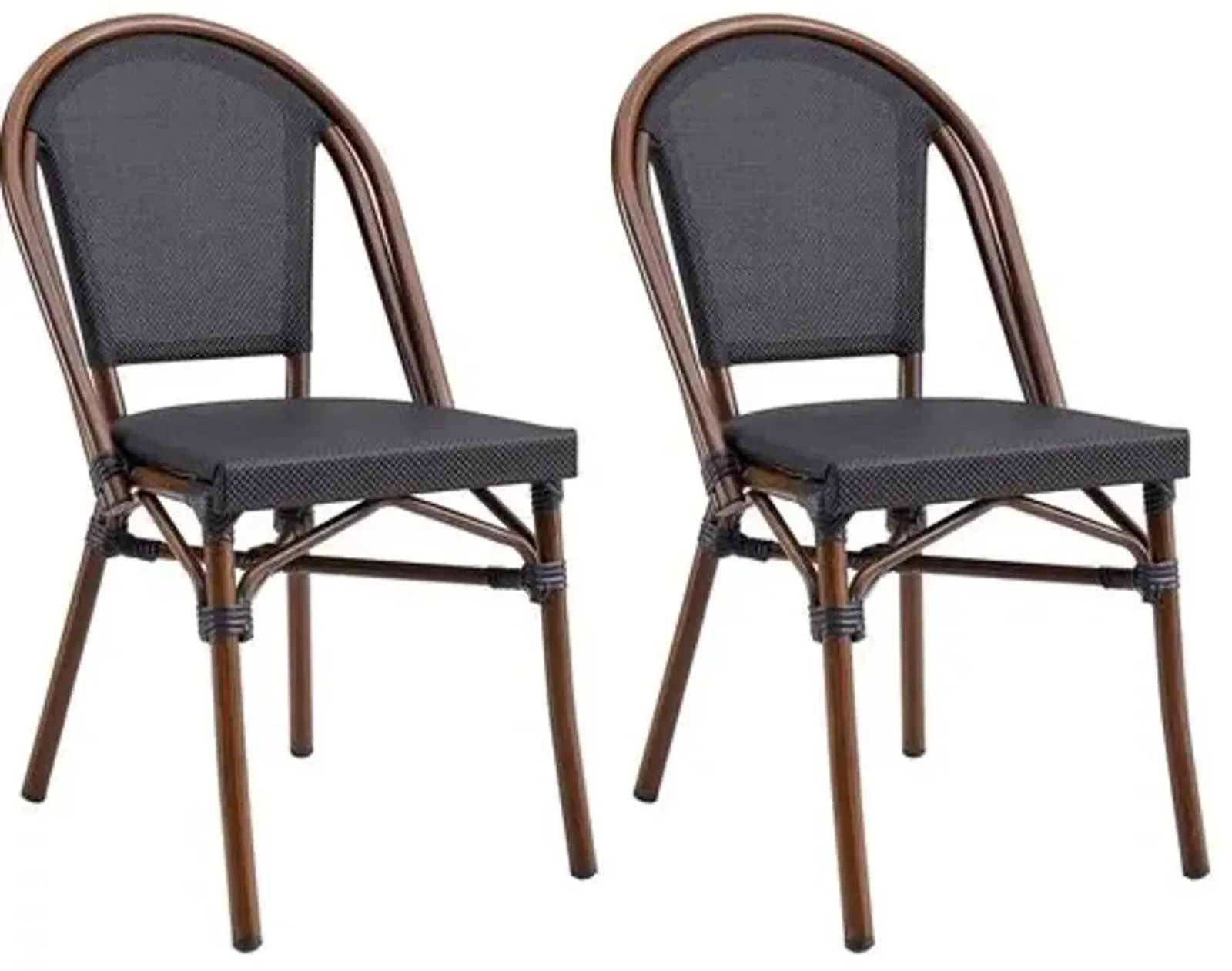 Set of 2 Joel Outdoor Stacking Side Chairs - Black