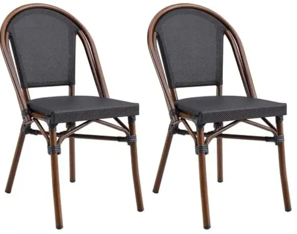 Set of 2 Joel Outdoor Stacking Side Chairs - Black