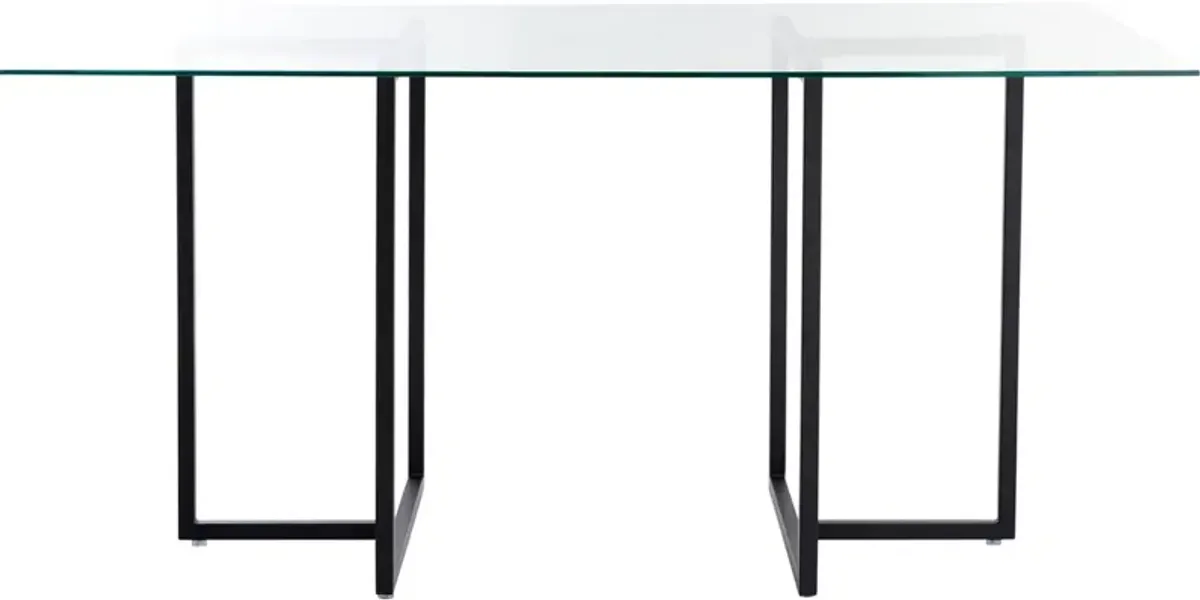 Mila Glass Rectangular Dining Table, Black