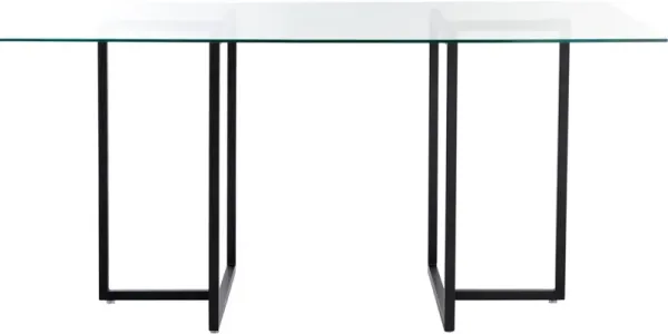 Mila Glass Rectangular Dining Table, Black