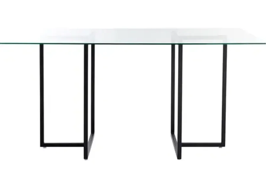 Mila Glass Rectangular Dining Table - Black