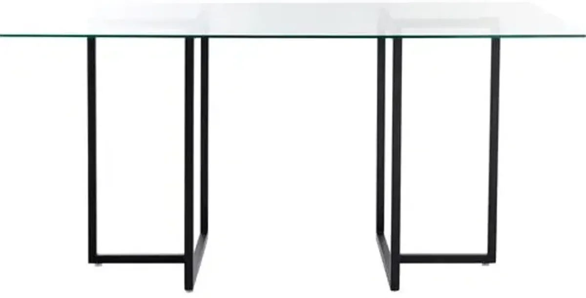 Mila Glass Rectangular Dining Table - Black