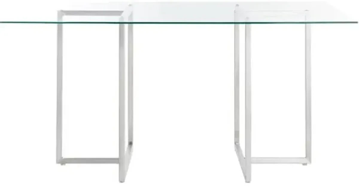 Mila Glass Rectangular Dining Table - Chrome