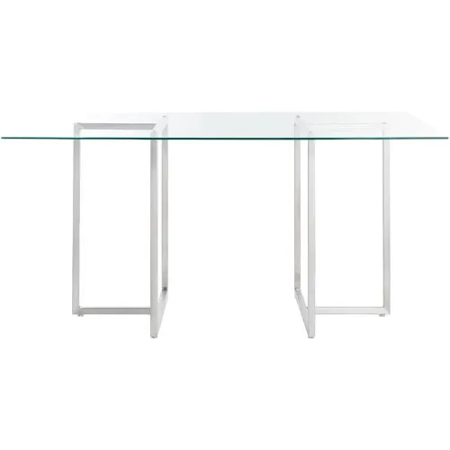 Mila Glass Rectangular Dining Table - Chrome