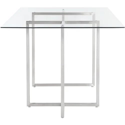 Mila Glass Rectangular Dining Table - Chrome