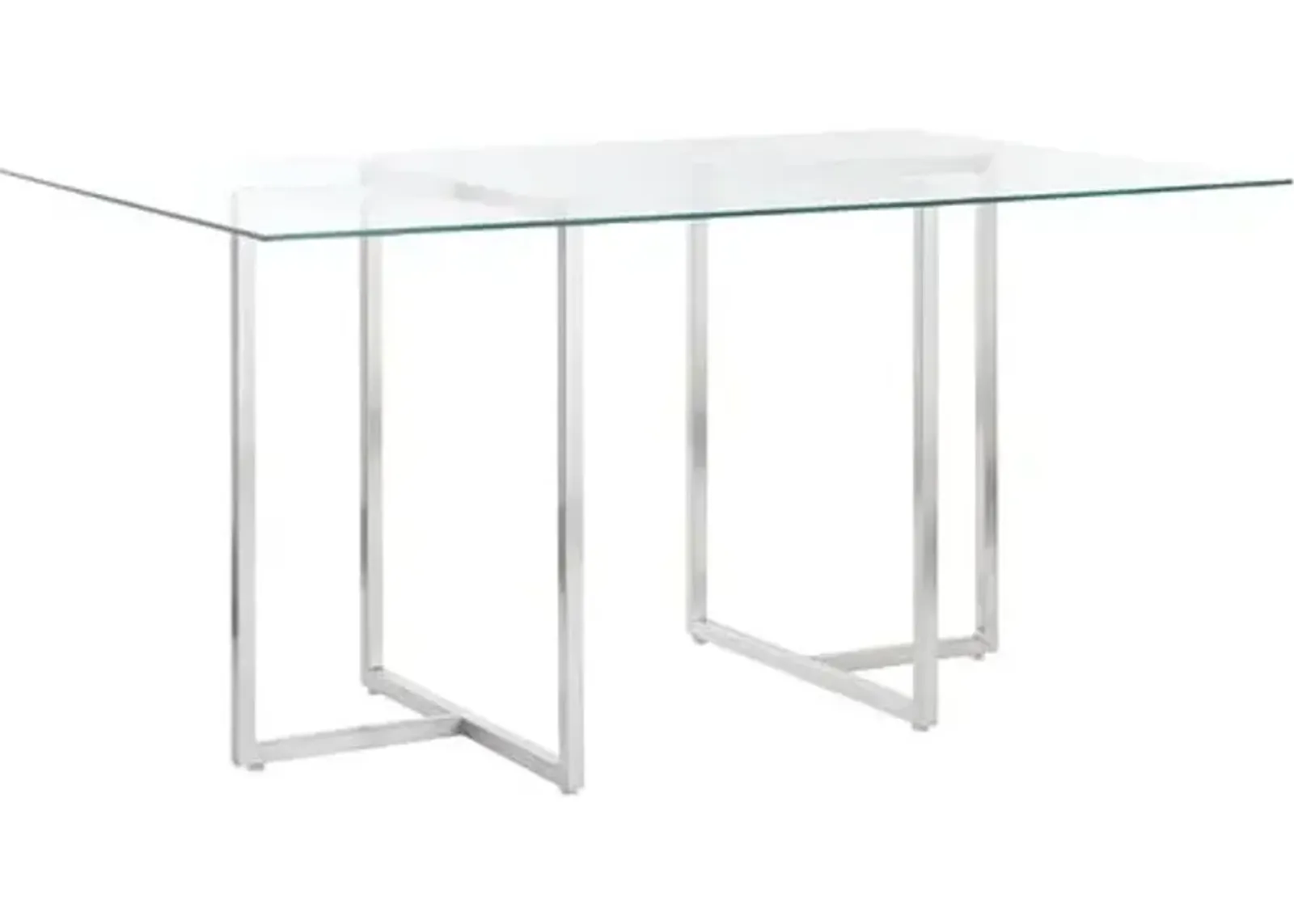 Mila Glass Rectangular Dining Table - Chrome