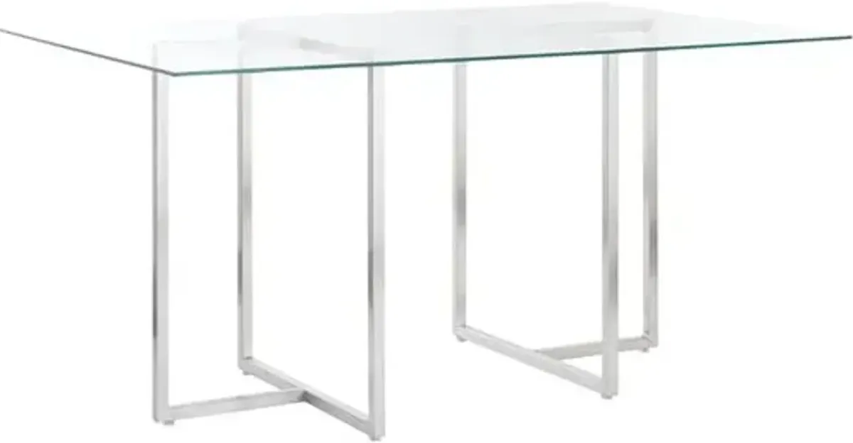 Mila Glass Rectangular Dining Table - Chrome