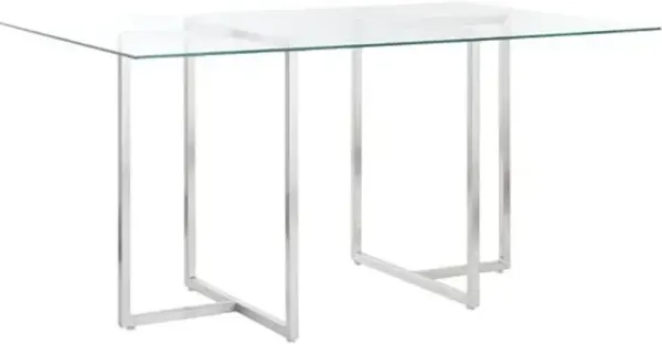 Mila Glass Rectangular Dining Table - Chrome