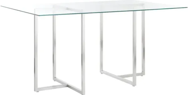 Mila Glass Rectangular Dining Table, Chrome