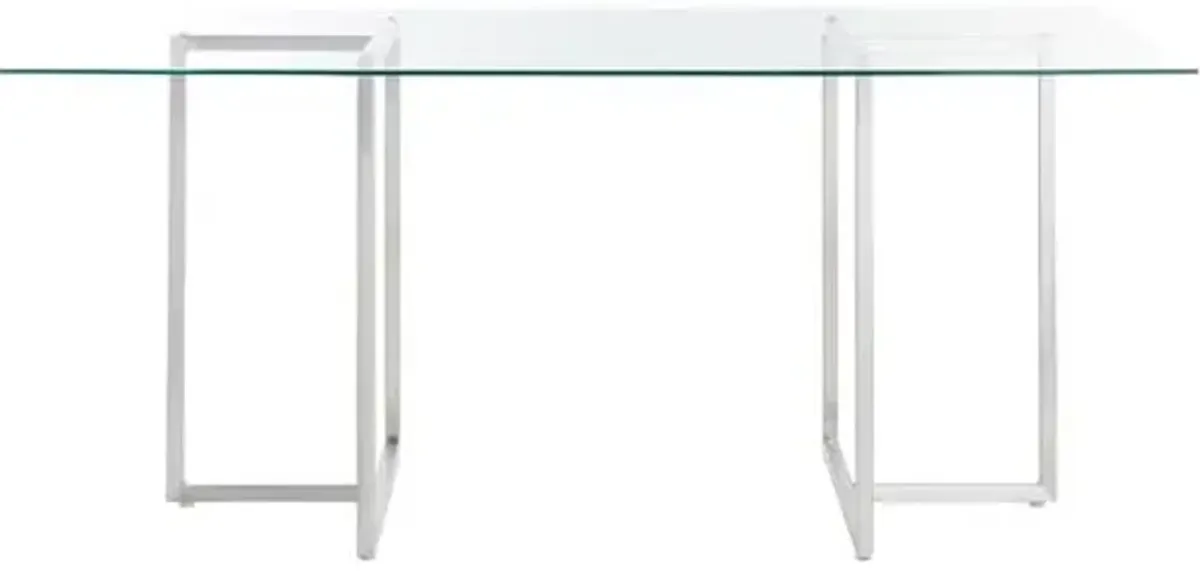 Mila Glass Rectangular Dining Table - Chrome