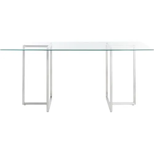 Mila Glass Rectangular Dining Table - Chrome