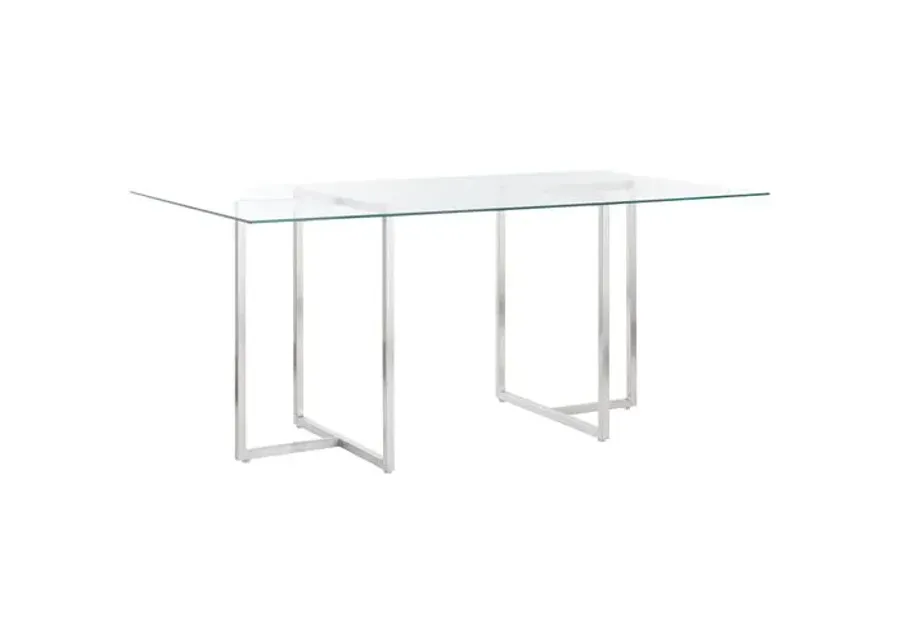 Mila Glass Rectangular Dining Table - Chrome