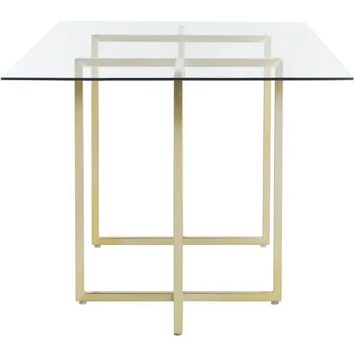 Mila Glass Rectangular Dining Table - Gold