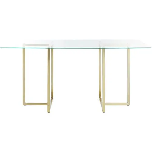 Mila Glass Rectangular Dining Table - Gold