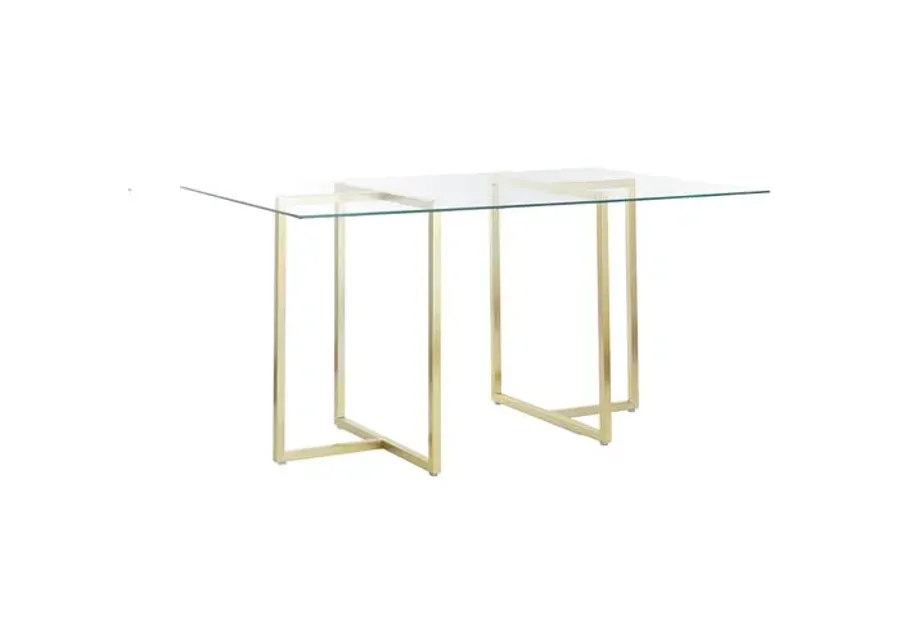 Mila Glass Rectangular Dining Table - Gold