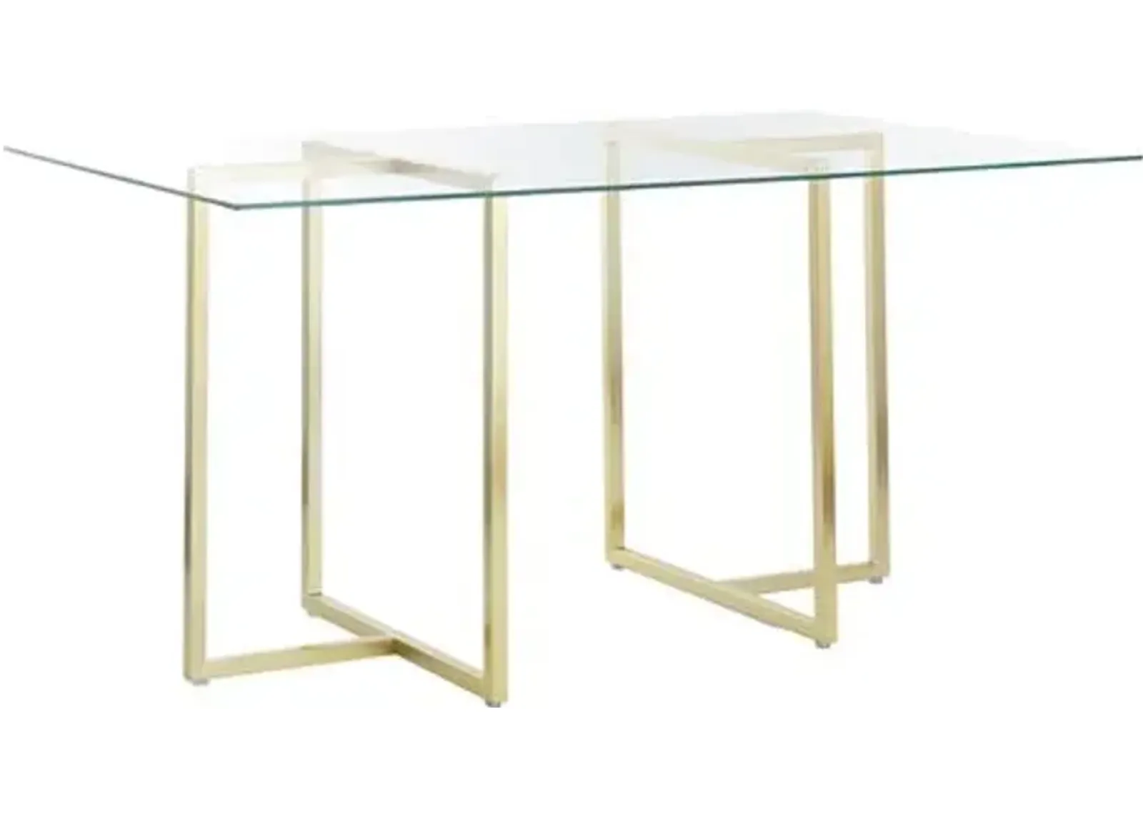 Mila Glass Rectangular Dining Table - Gold