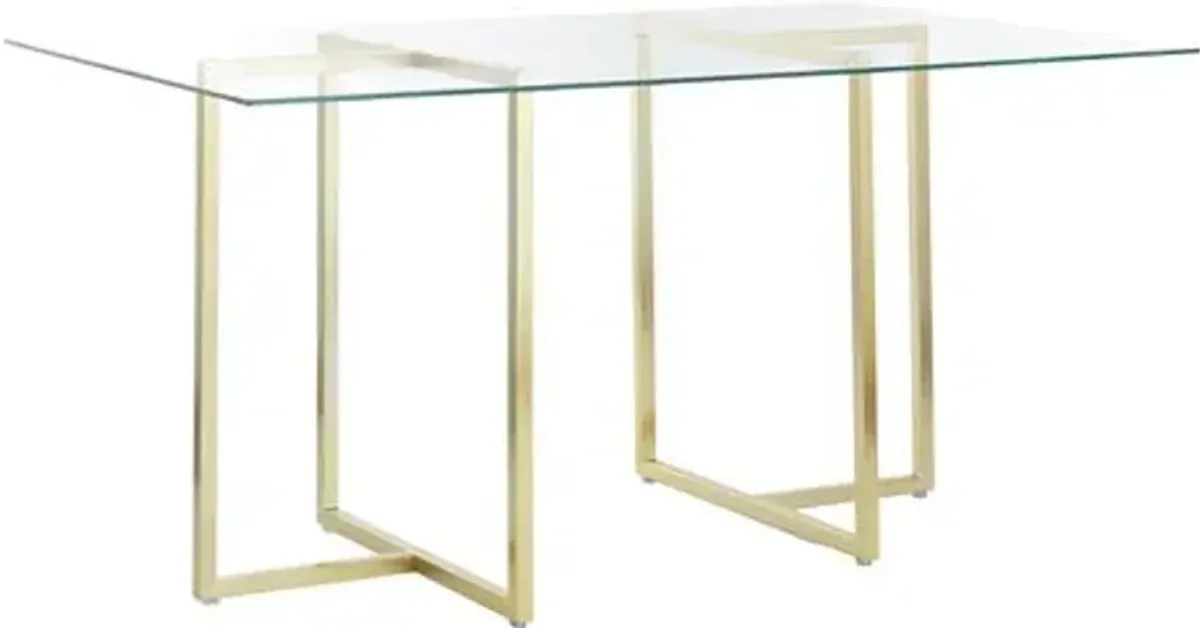 Mila Glass Rectangular Dining Table - Gold