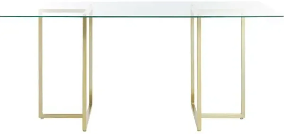 Mila Glass Rectangular Dining Table - Gold