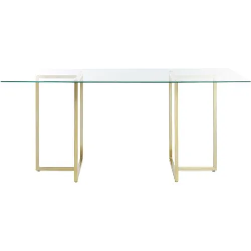 Mila Glass Rectangular Dining Table - Gold