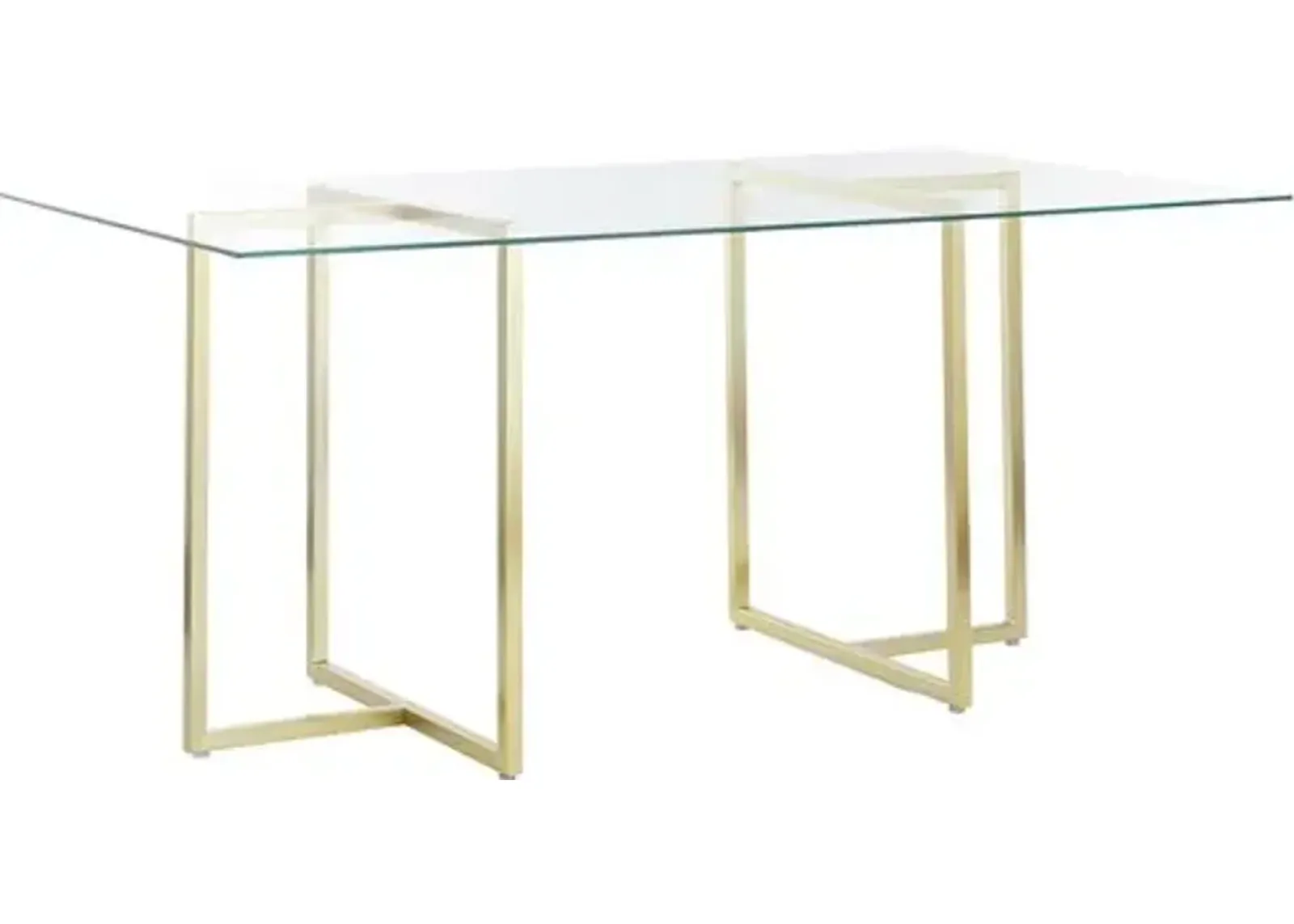 Mila Glass Rectangular Dining Table - Gold