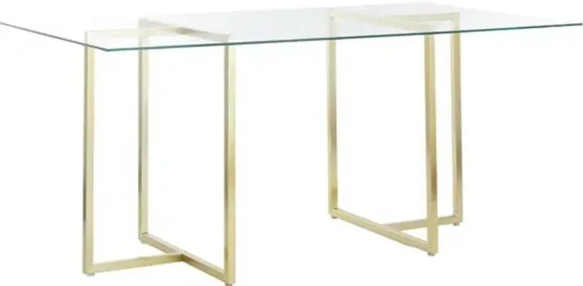 Mila Glass Rectangular Dining Table - Gold