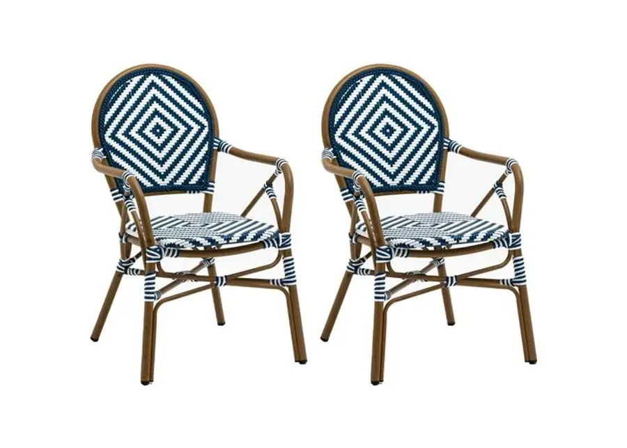 Set of 2 Lyla Outdoor Bistro Armchairs - Blue