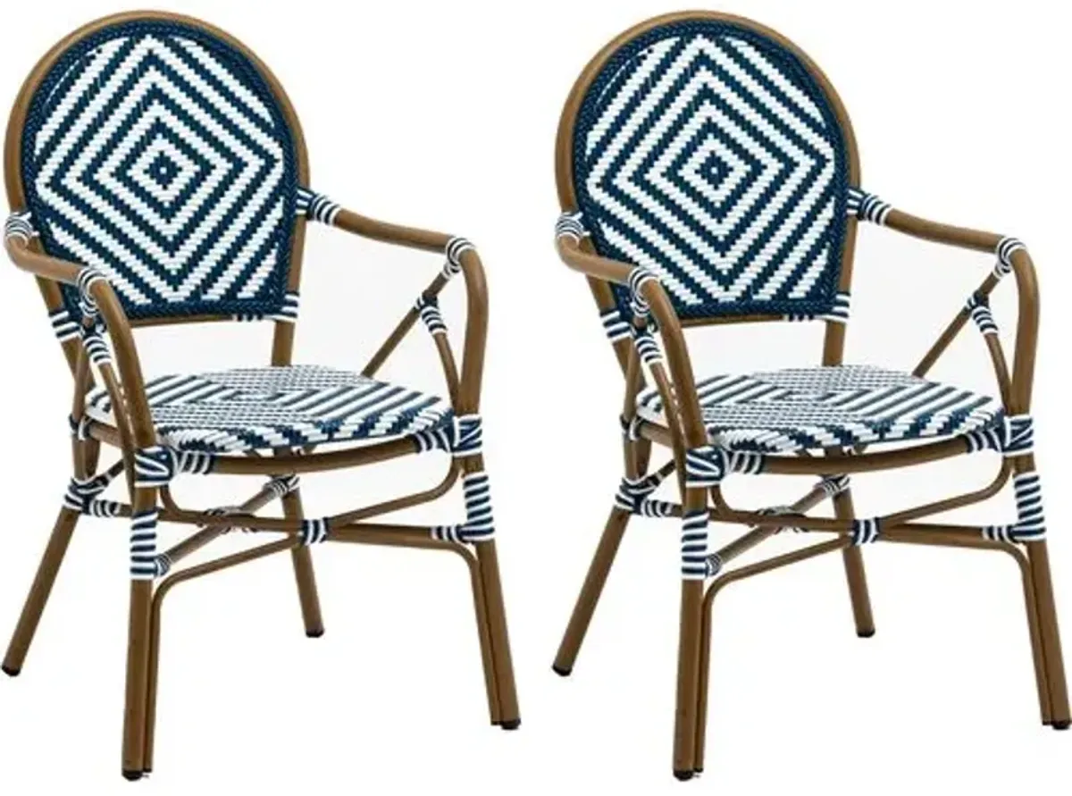 Set of 2 Lyla Outdoor Bistro Armchairs - Blue