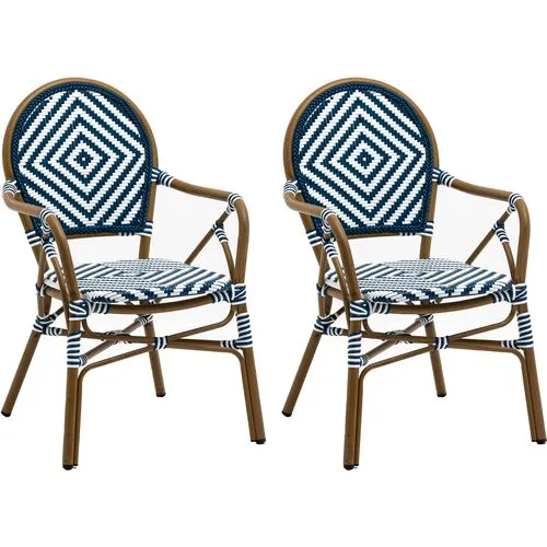 Set of 2 Lyla Outdoor Bistro Armchairs - Blue