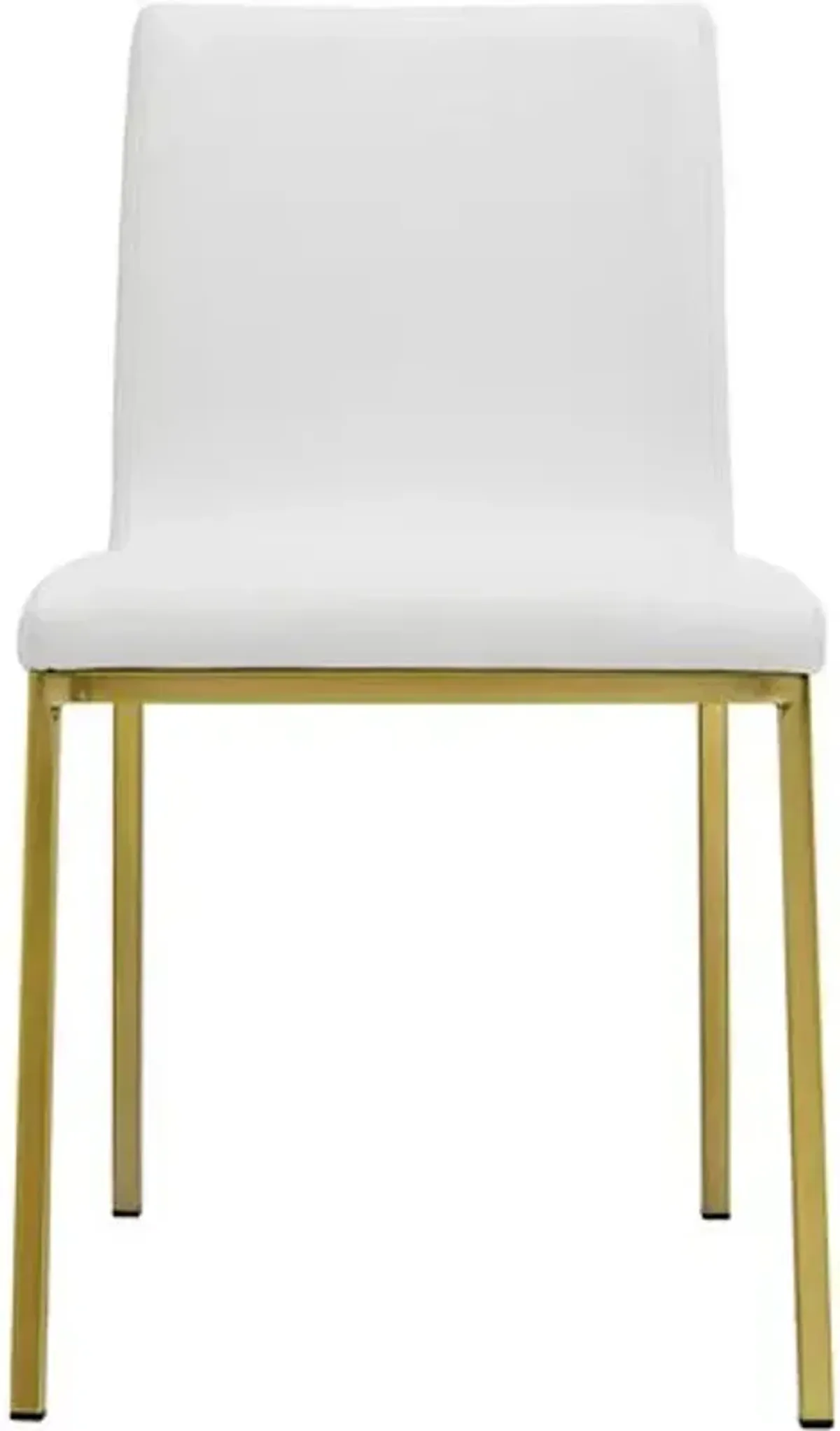 Set of 2 Mia Side Chairs - Gold/White Faux Leather