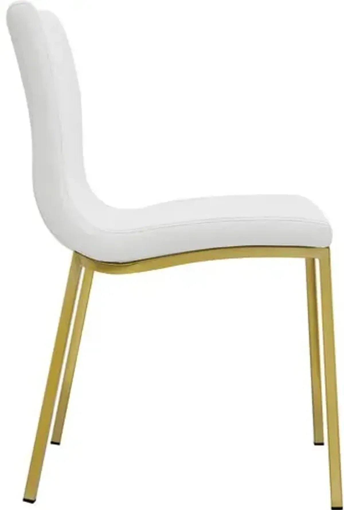 Set of 2 Mia Side Chairs - Gold/White Faux Leather