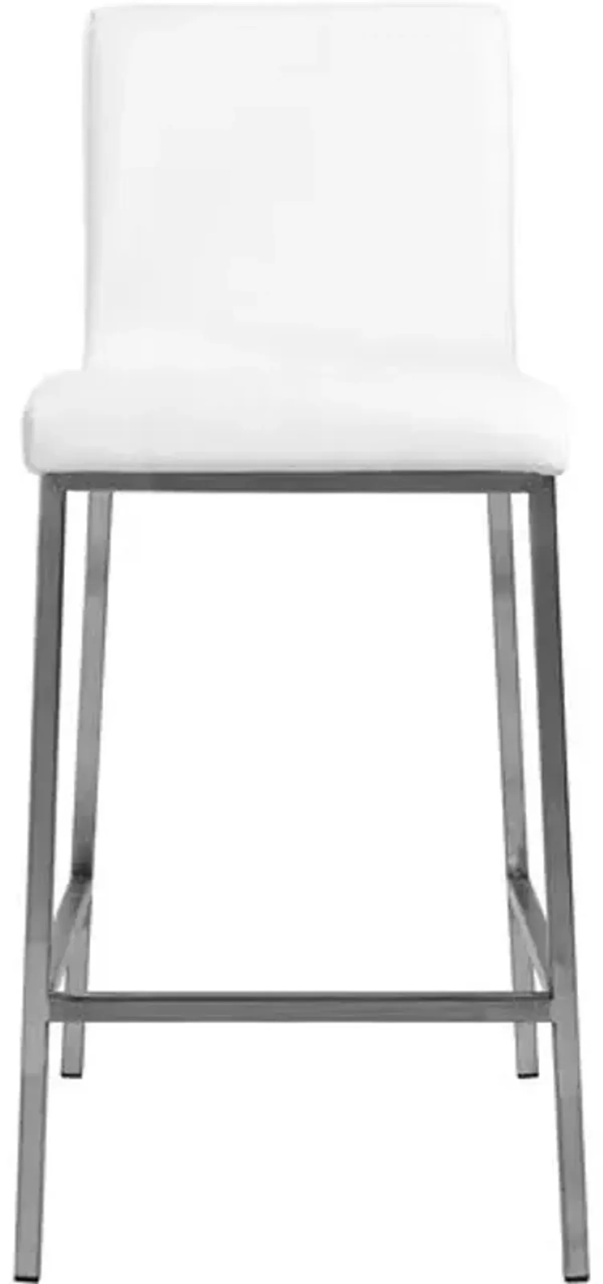 Set of 2 Mia Counter Stools - Steel/White Faux Leather