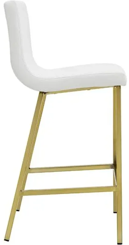 Set of 2 Mia Counter Stools - Gold/White Faux Leather