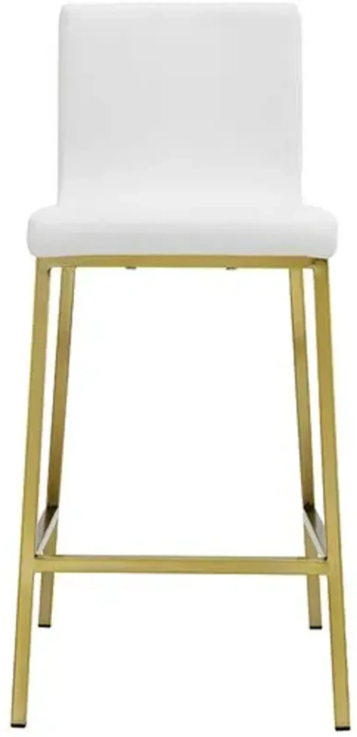 Set of 2 Mia Counter Stools - Gold/White Faux Leather