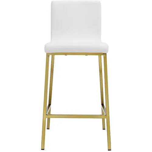 Set of 2 Mia Counter Stools - Gold/White Faux Leather