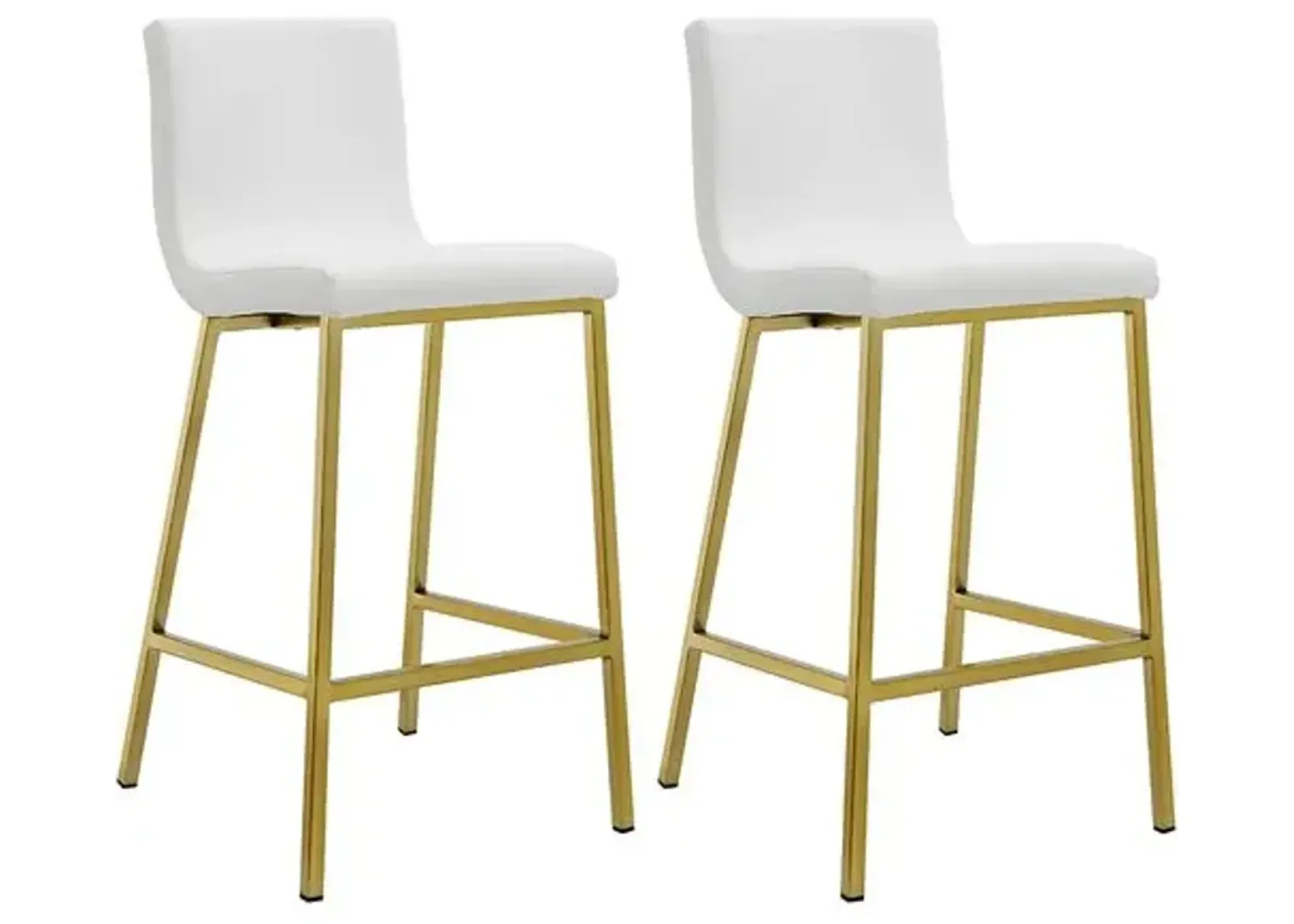 Set of 2 Mia Counter Stools - Gold/White Faux Leather