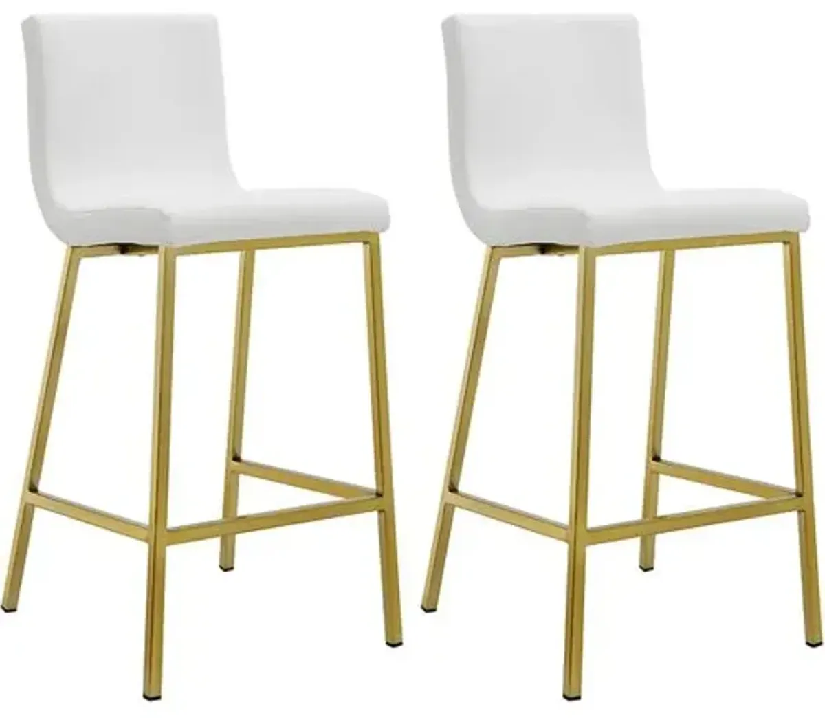 Set of 2 Mia Counter Stools - Gold/White Faux Leather