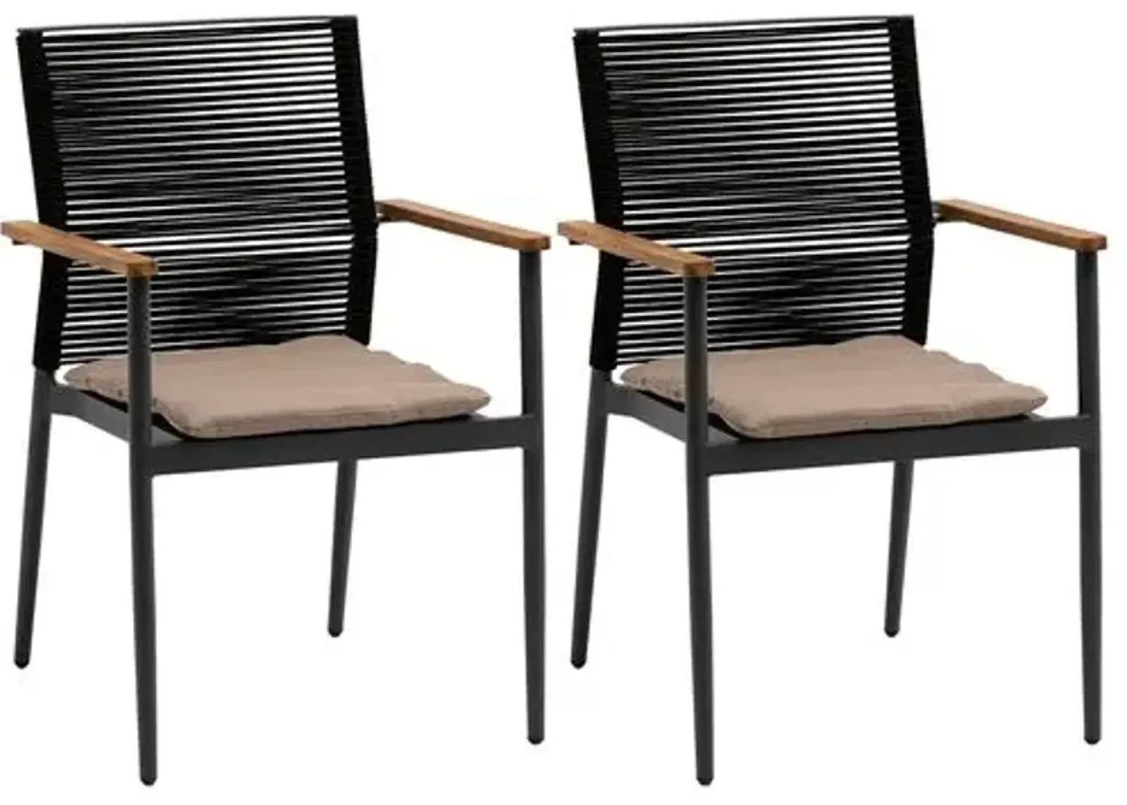 Set of 2 Moda Rope Outdoor Armchairs - Black