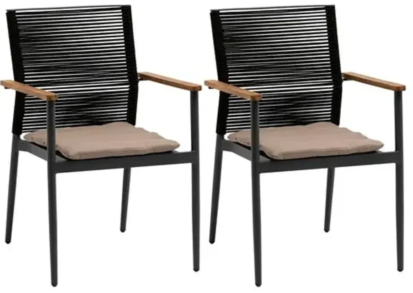 Set of 2 Moda Rope Outdoor Armchairs - Black